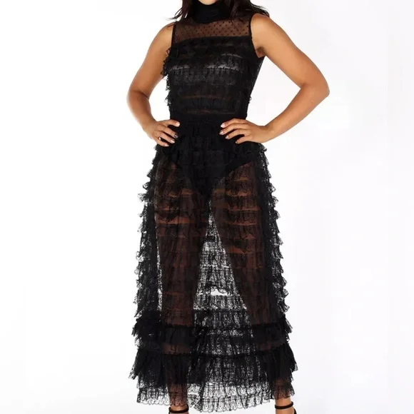 Fashion Nova Dresses Sheer Sleeveless Maxi Dress Black Sheer